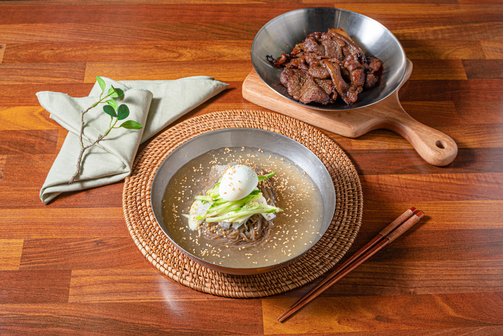 물냉면+숯불고기